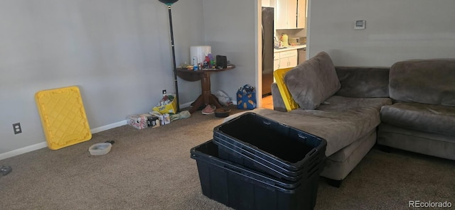 living room with carpet floors