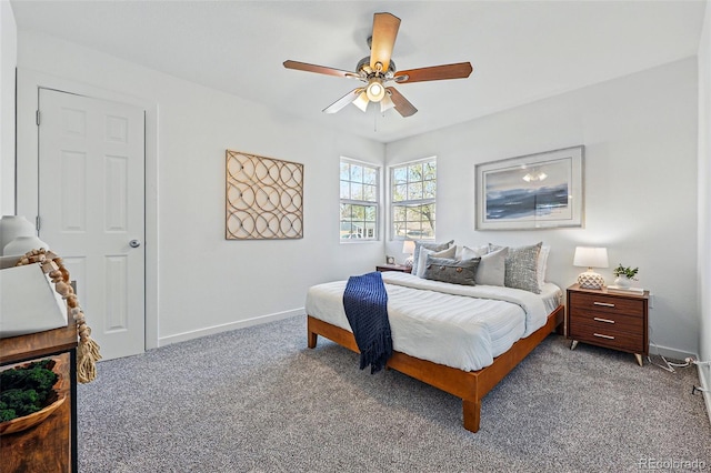4740 Milwaukee St, Denver, CO 80216 - bedroom with light carpet, baseboards, and ceiling fan
