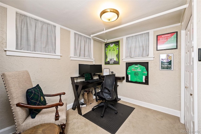 615 N Williams St, Denver, CO 80218 - carpeted home office with baseboards and a textured wall