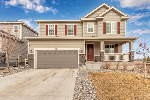 craftsman house featuring a garage and covered porch