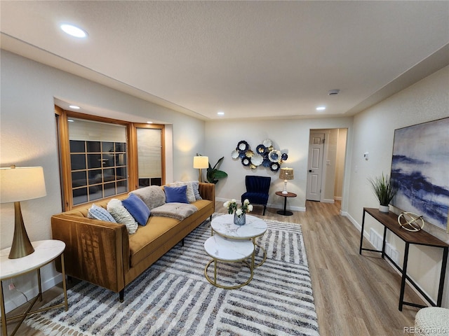 living room with hardwood / wood-style floors