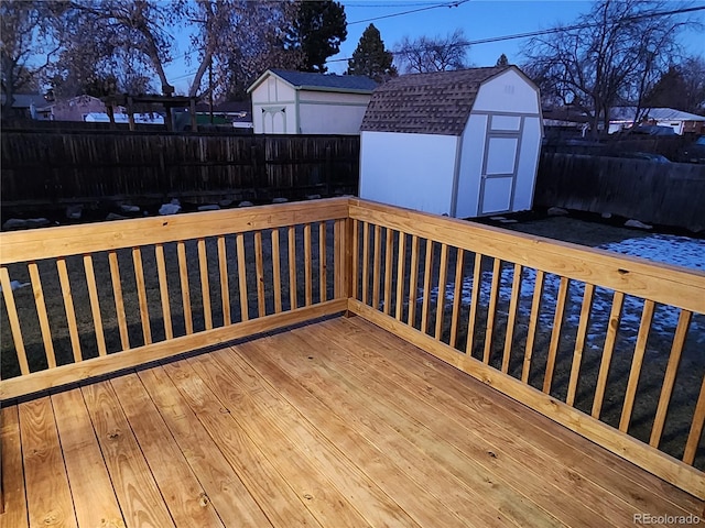 deck with a shed