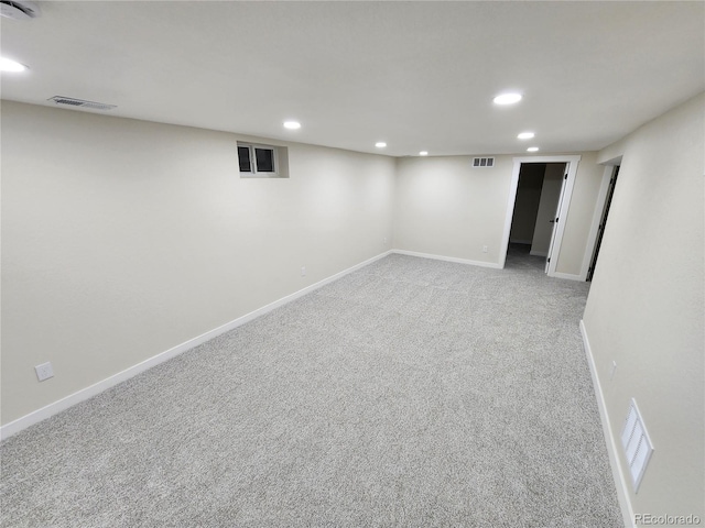 basement with carpet