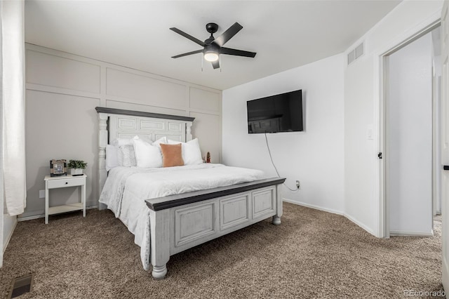 bedroom with carpet and ceiling fan