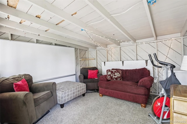 1975 Cody St, Lakewood, CO 80215 - game room featuring carpet and beam ceiling