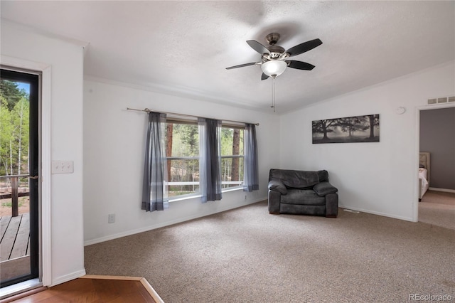 840 Obsidian Dr, Florissant, CO 80816 - unfurnished room featuring a ceiling fan, baseboards, carpet flooring, and a textured ceiling