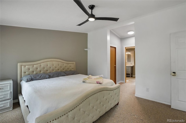 840 Obsidian Dr, Florissant, CO 80816 - bedroom with carpet flooring, baseboards, ceiling fan, and connected bathroom