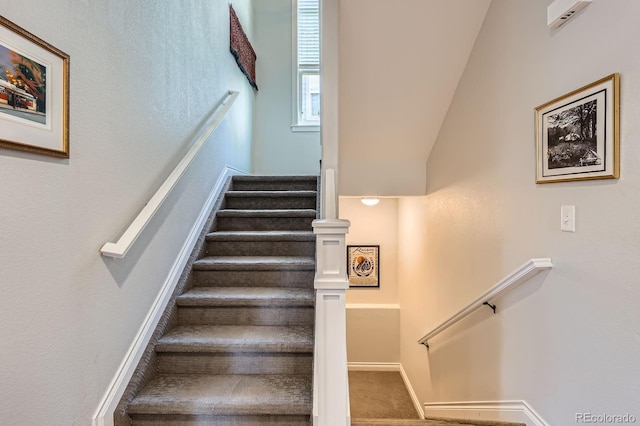3386 Beeler Ct, Denver, CO 80238 - staircase featuring baseboards and carpet floors