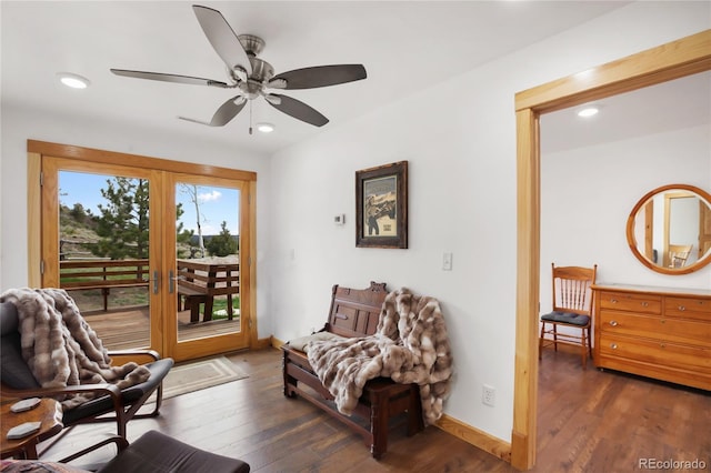 437 Langnis Rd, Guffey, CO 80820 - sitting room with wood-type flooring, ceiling fan, recessed lighting, and baseboards