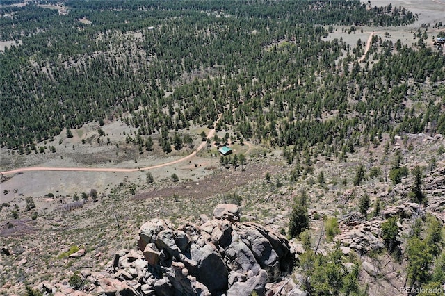437 Langnis Rd, Guffey, CO 80820 - aerial view of property and surrounding area featuring a heavily wooded area
