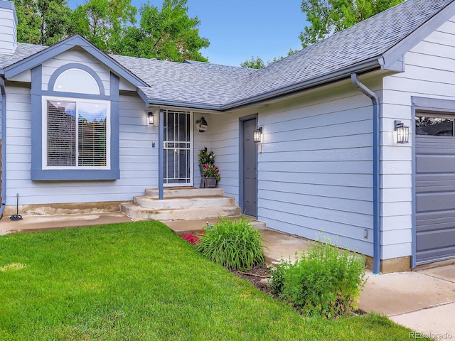 12646 Osceola St, Broomfield, CO 80020 - ranch-style house featuring a shingled roof, a front lawn, and a chimney