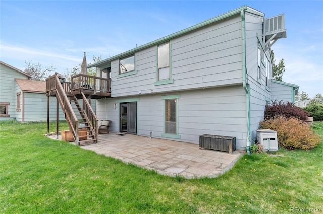 3620 Silver Plume Ln, Boulder, CO 80305 - rear view of property featuring stairway, a patio, a yard, and a wooden deck