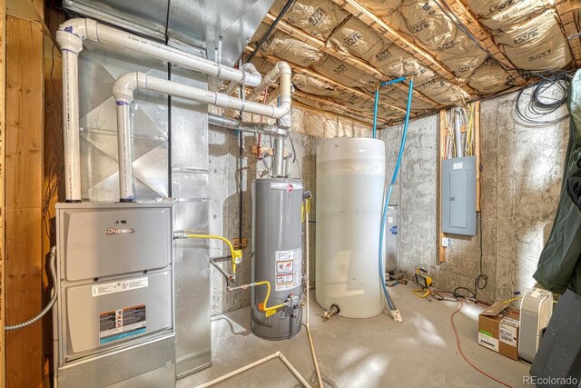 7103 Ranch Rd, Hartsel, CO 80449 - utility room featuring water heater and electric panel