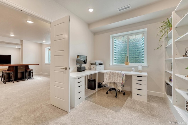 22583 E Union Cir, Aurora, CO 80015 - home office featuring light carpet and recessed lighting