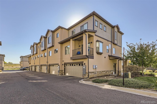 view of building exterior with a garage