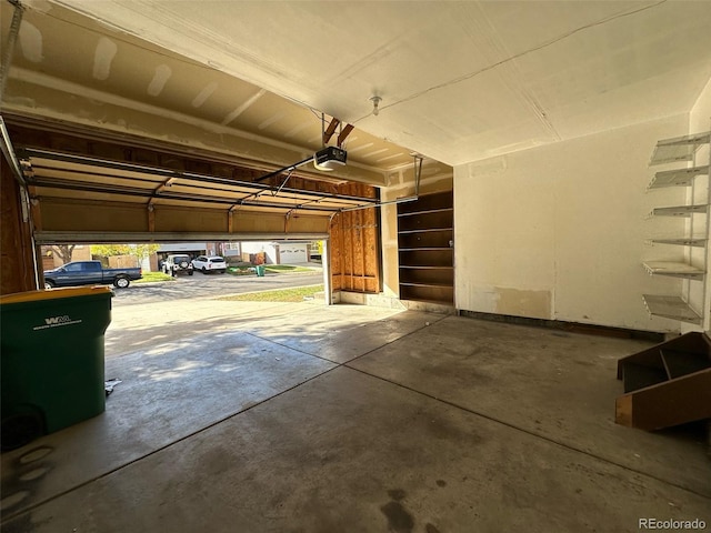 garage with a garage door opener