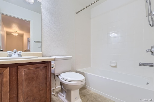 full bathroom featuring vanity,  shower combination, and toilet