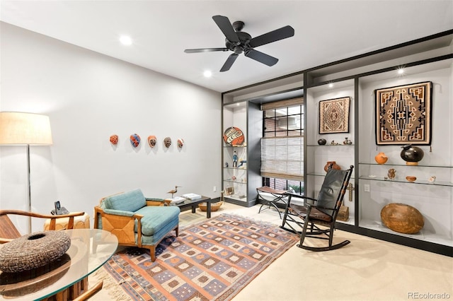 2800 S University Blvd Unit 19, Denver, CO 80210 - sitting room featuring ceiling fan and recessed lighting