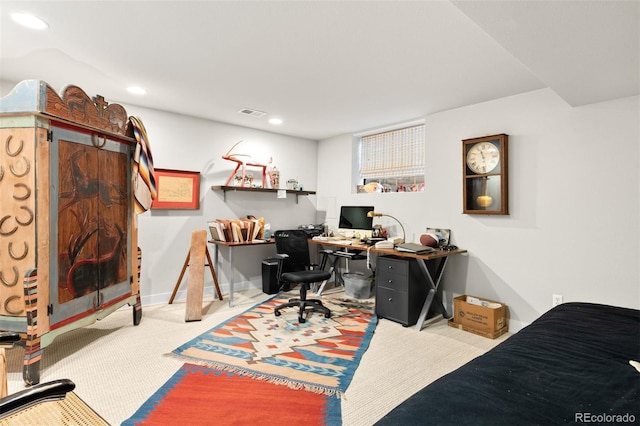 2800 S University Blvd Unit 19, Denver, CO 80210 - home office featuring carpet flooring and recessed lighting