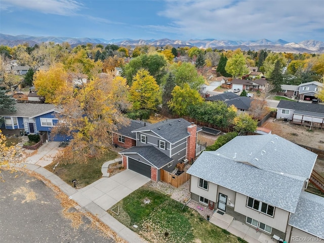 aerial view with a mountain view