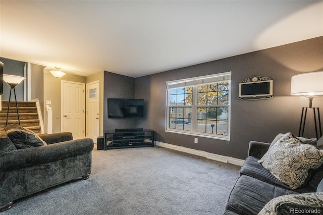 living room with carpet floors