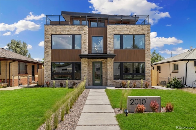 2010 Irving St, Denver, CO 80211 - contemporary home with stone siding and a gate