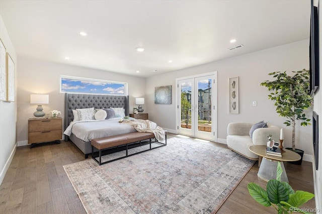 2010 Irving St, Denver, CO 80211 - bedroom with access to outside, wood-type flooring, recessed lighting, and french doors