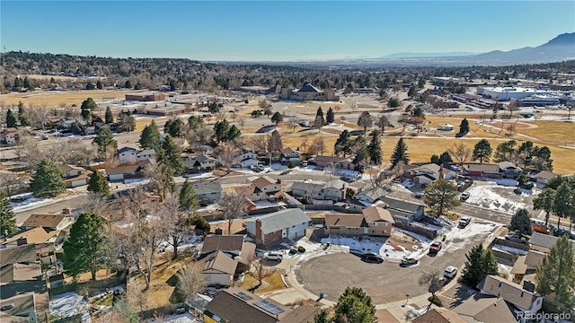 aerial view featuring a mountain view