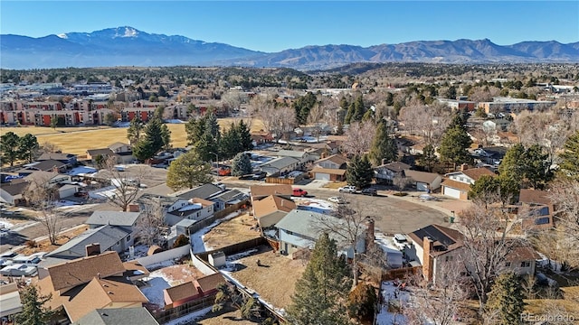 aerial view with a mountain view