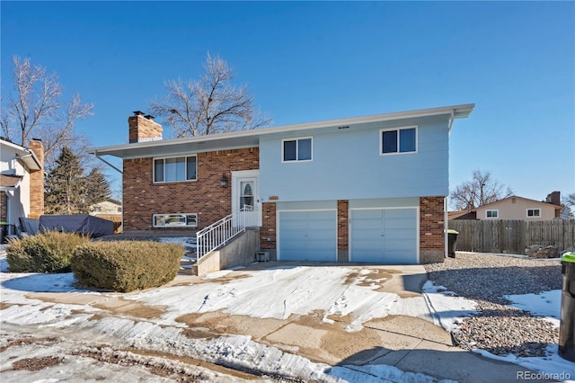 bi-level home with a garage