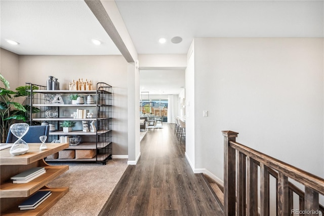 hall featuring dark hardwood / wood-style flooring