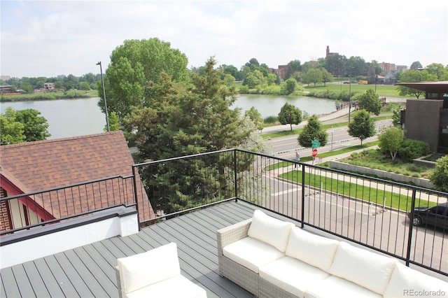 1647 N Osceola St, Denver, CO 80204 - wooden deck featuring a water view and an outdoor living space