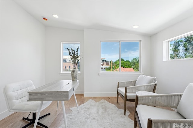 1647 N Osceola St, Denver, CO 80204 - home office with light wood-style floors, baseboards, and recessed lighting
