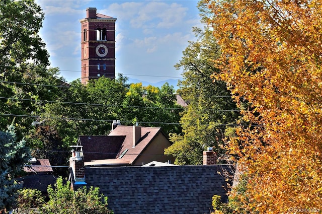 exterior space featuring a chimney