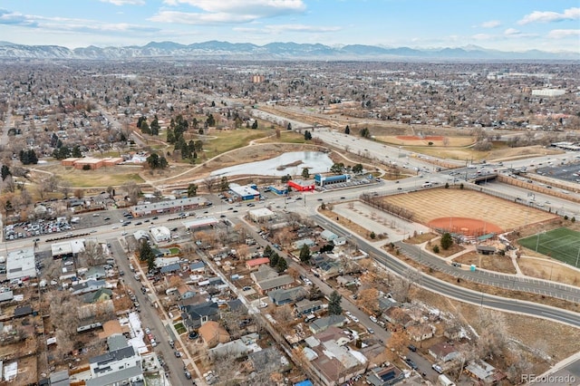 aerial view featuring a mountain view