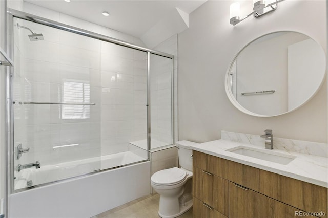 2403 S Cherokee St, Denver, CO 80223 - bathroom with vanity and combined bath / shower with glass door
