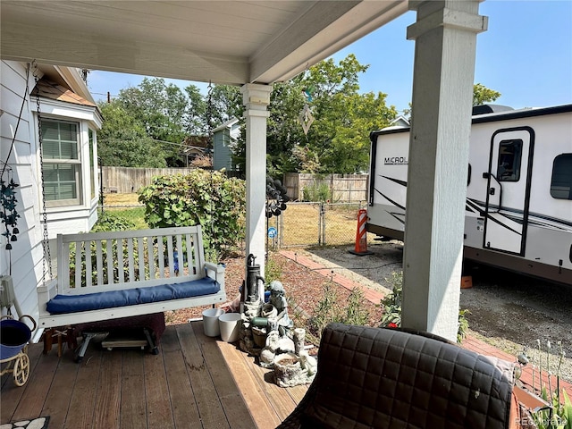 deck featuring fence