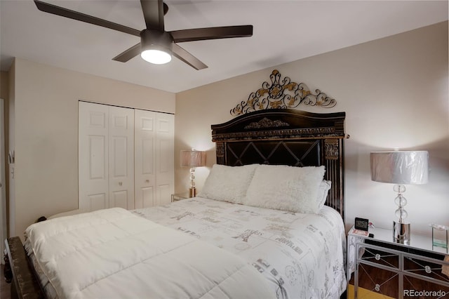 10150 E Virginia Ave Unit 18-302, Denver, CO 80247 - bedroom featuring a closet and ceiling fan