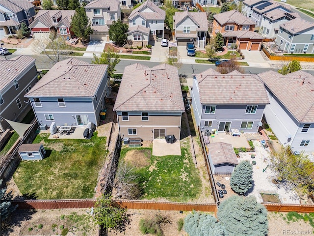aerial view featuring a residential view