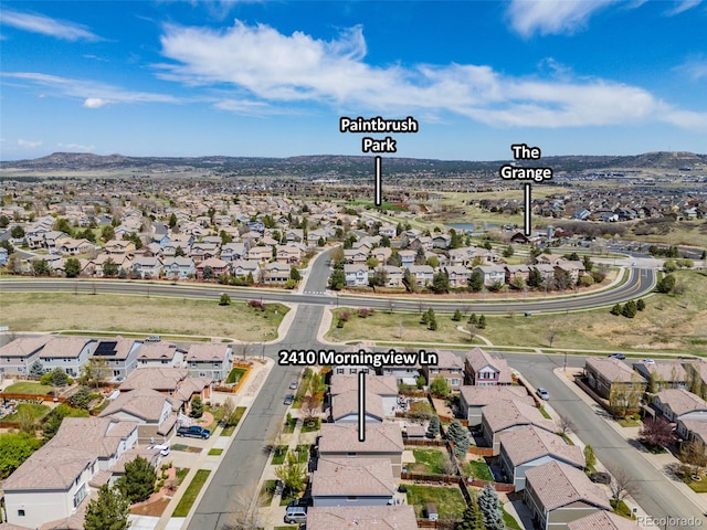 drone / aerial view with a residential view