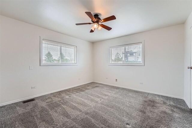 12189 Boot Hill Dr, Parker, CO 80138 - unfurnished room with plenty of natural light, carpet floors, and a ceiling fan