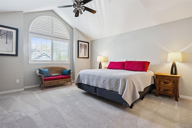 4976 S Nelson St Unit A, Littleton, CO 80127 - carpeted bedroom with vaulted ceiling, baseboards, and ceiling fan