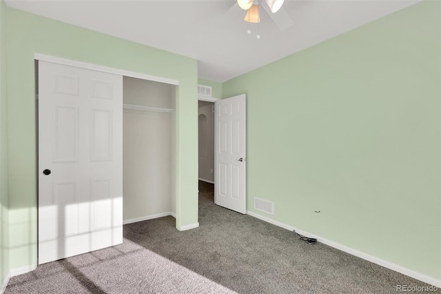 3109 S Jebel Way, Aurora, CO 80013 - unfurnished bedroom featuring carpet floors, baseboards, a closet, and ceiling fan