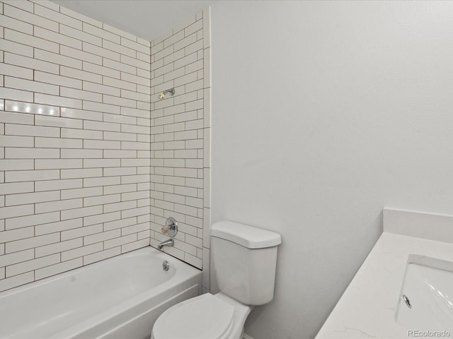 full bathroom featuring bathtub / shower combination, a sink, and toilet