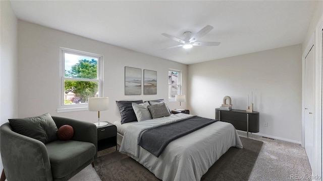 1006 Homestake Dr Unit 1D, Golden, CO 80401 - carpeted bedroom with multiple windows, a ceiling fan, and a closet