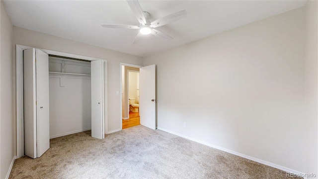 1006 Homestake Dr Unit 1D, Golden, CO 80401 - unfurnished bedroom featuring carpet, a closet, and a ceiling fan