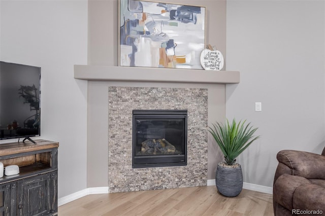 living room with hardwood / wood-style floors