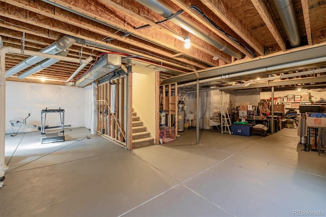 basement with gas water heater