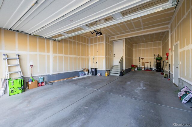 garage with a garage door opener