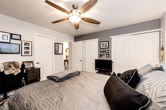 1372 S Cathay Ct Unit 104, Aurora, CO 80017 - bedroom featuring two closets and ceiling fan
